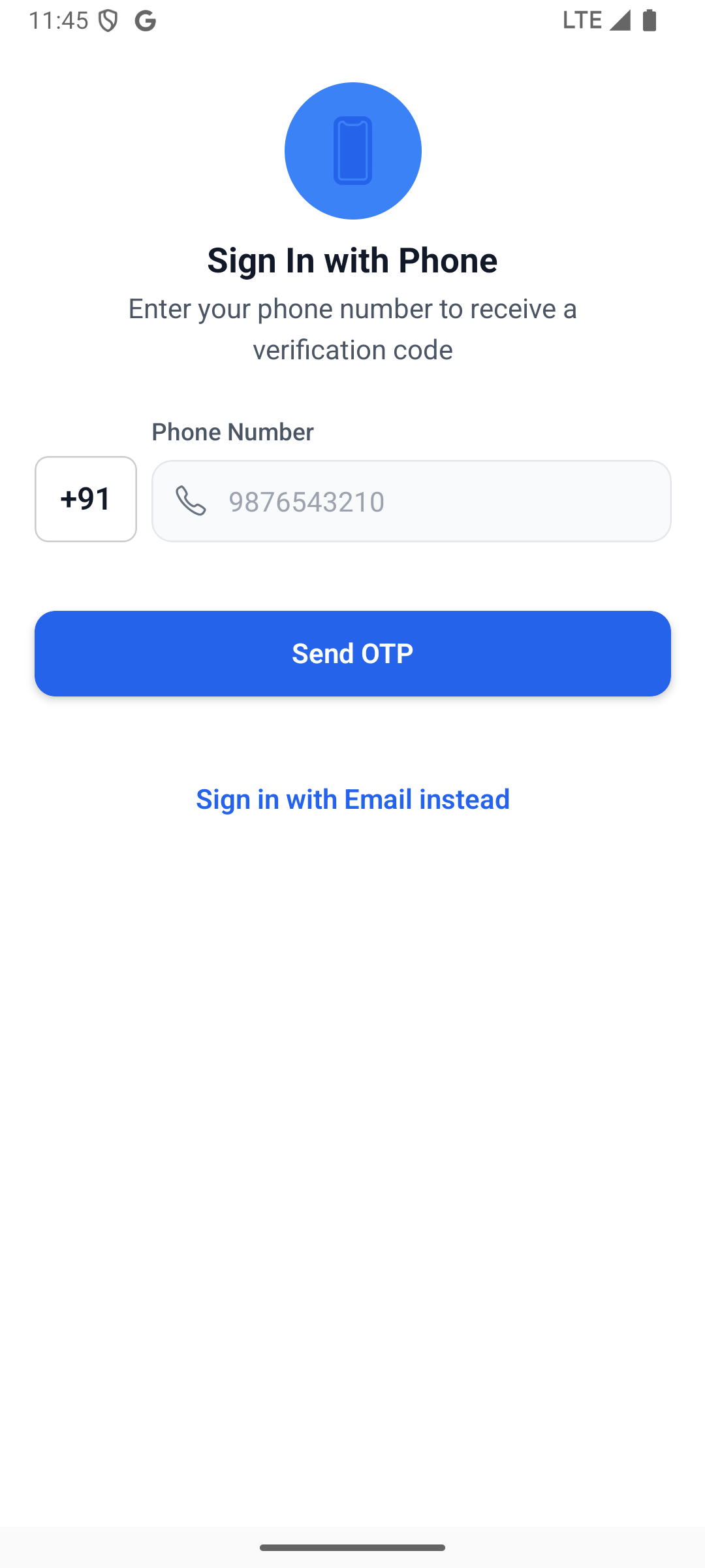 Login and signup with phone number and OTP