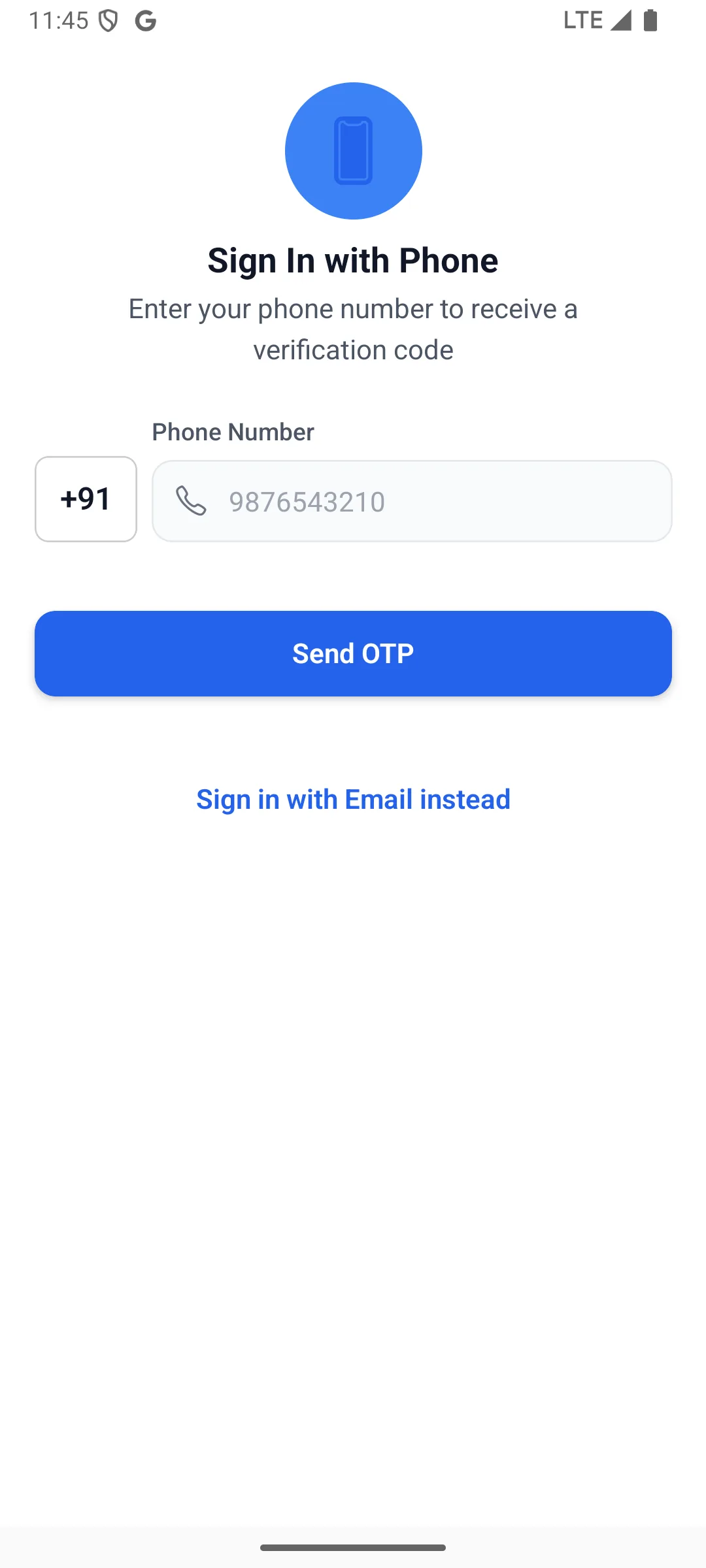 Login and signup with phone number and OTP