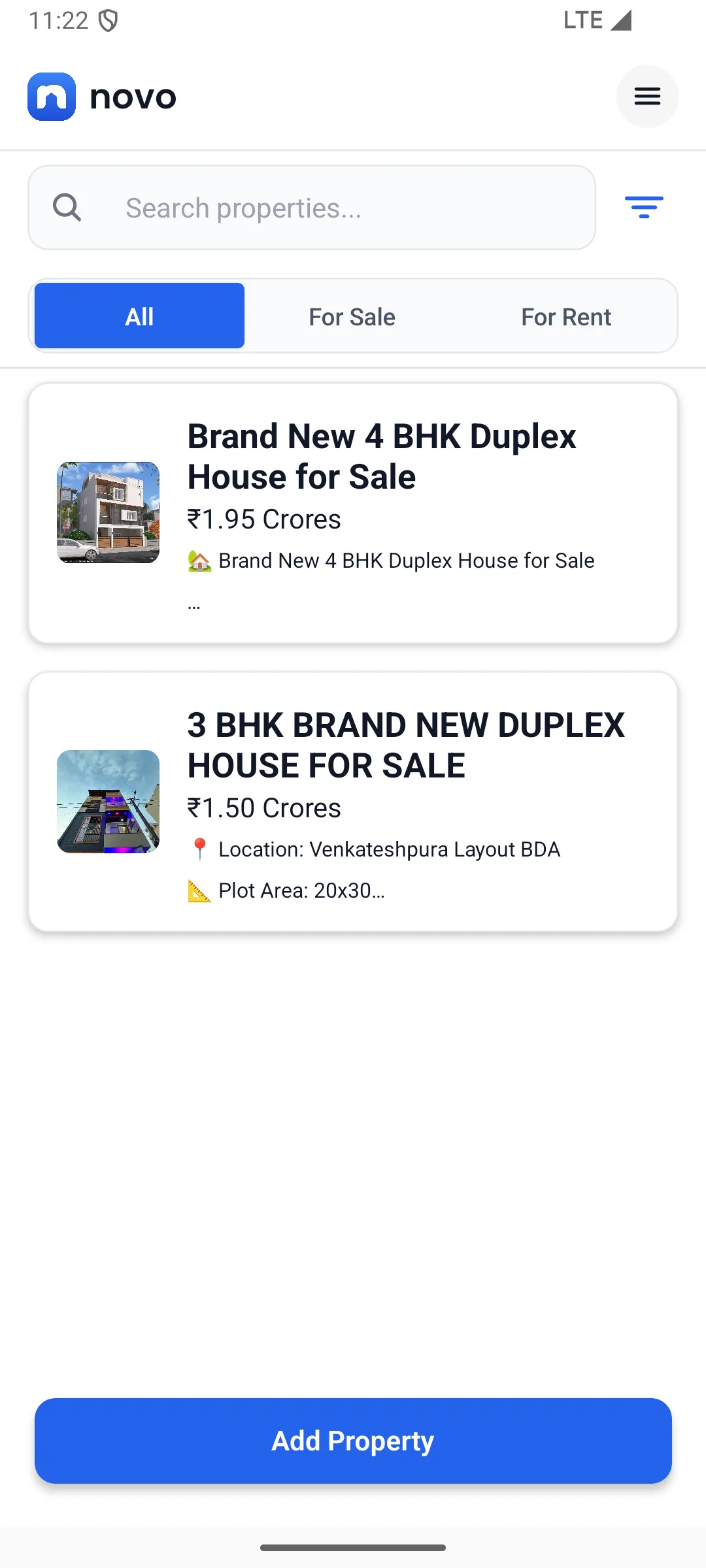 Property listing page