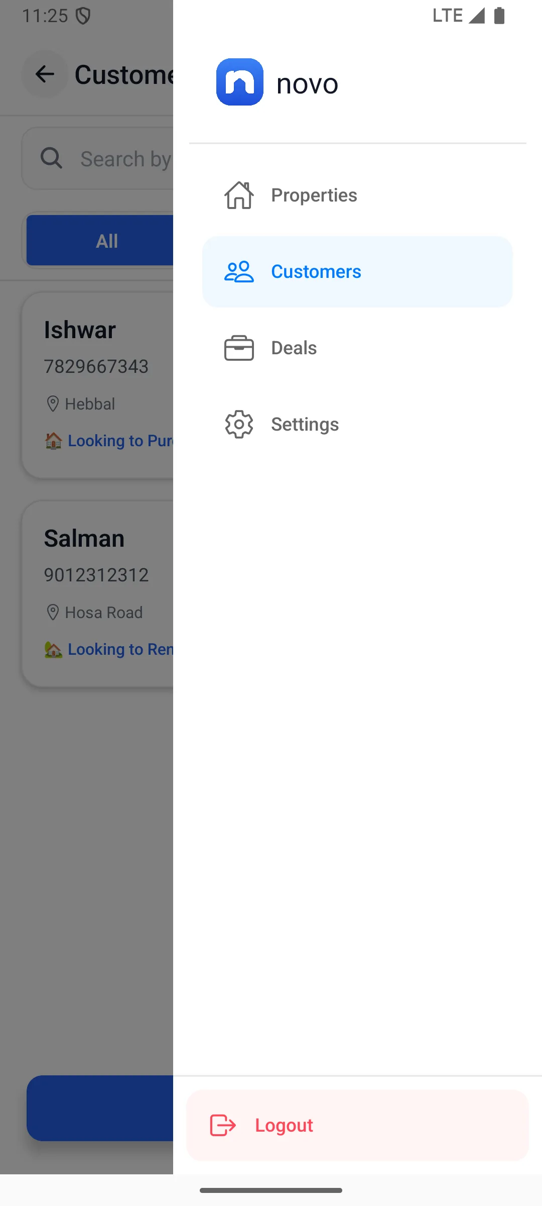 Easy Brokerage property management app for brokers showing properties, customers and deals